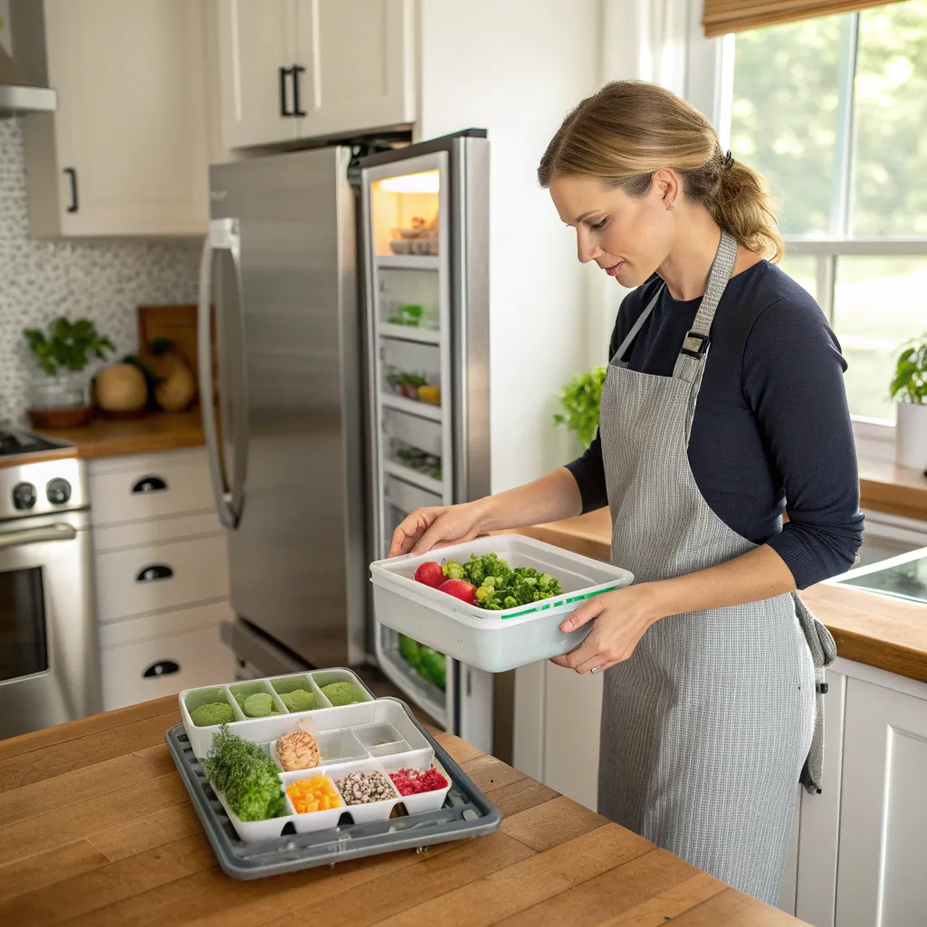Eleanor Blake preparing a healthy frozen meal