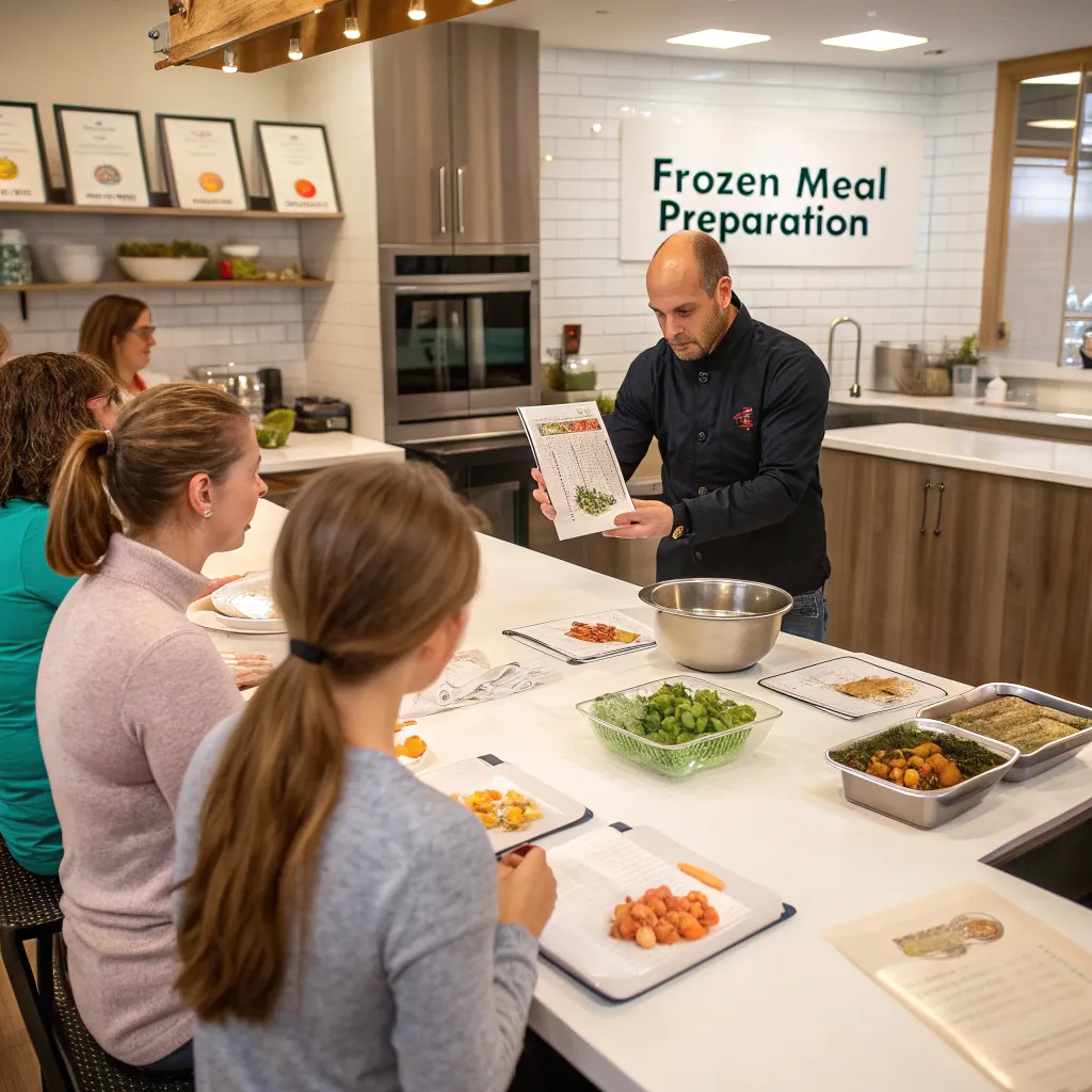 Instructor teaching a frozen meal preparation class