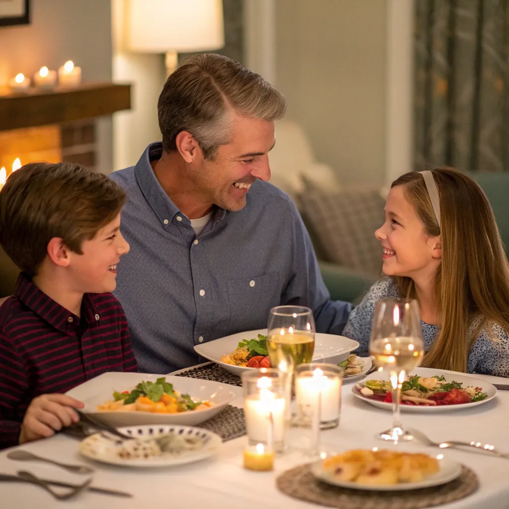 John Martin and family enjoying a meal together